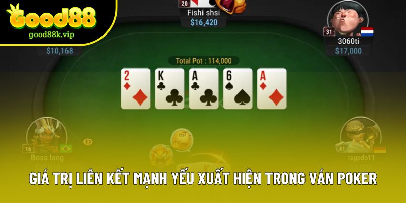 Giá trị liên kết mạnh yếu xuất hiện trong ván Poker